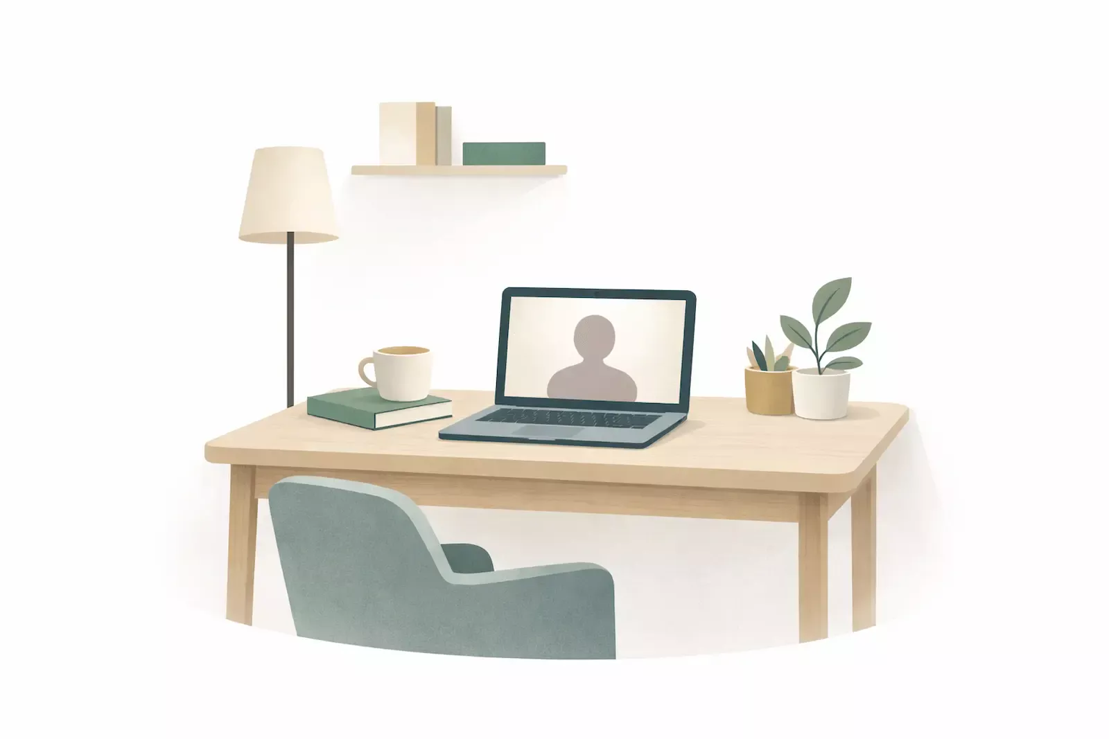 Illustration représentant une consultation diététique en ligne dans un cadre professionnel et rassurant